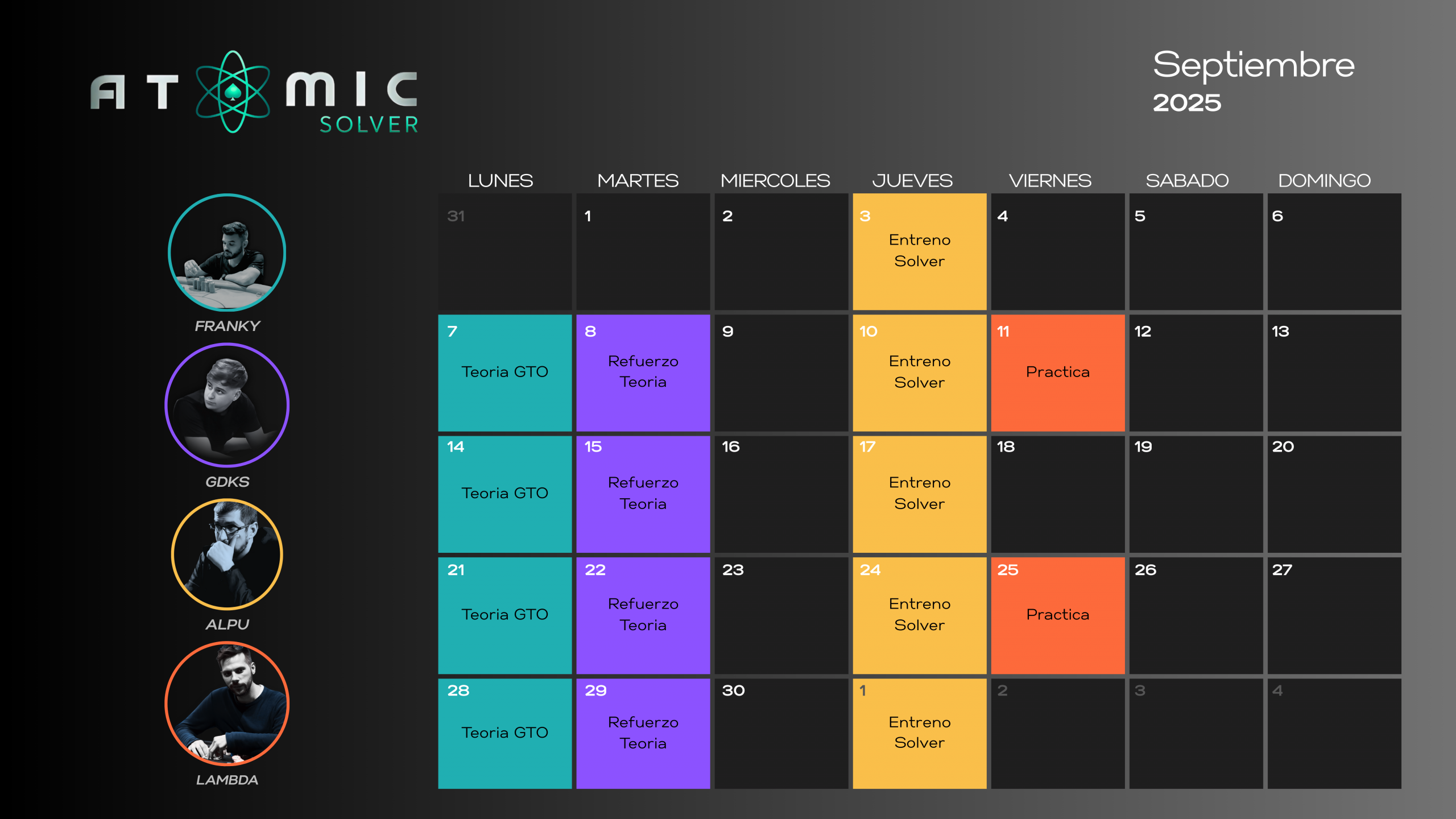 Calendario de eventos de AtomicSolver actualizado