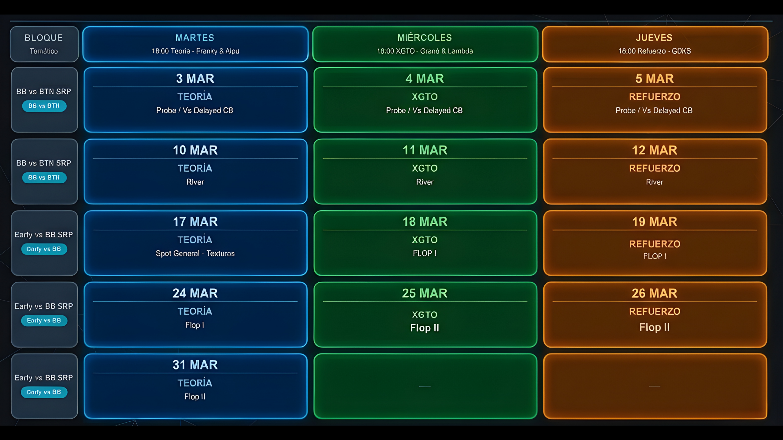 Calendario de eventos de AtomicSolver actualizado